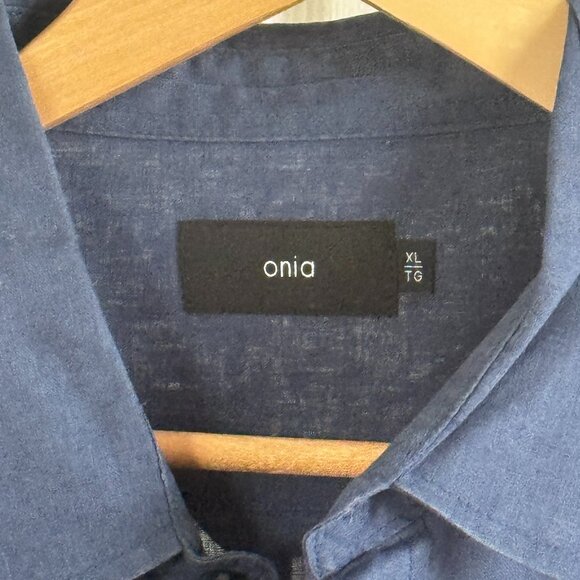 Onia L/S Men's Button-down Linen Shirt in French Blue, XL - Picture 4 of 4
